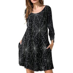 Women Casual Fall Crew Neck T shirt Long Tunic Dress 3/4 Sleeve Plus Size